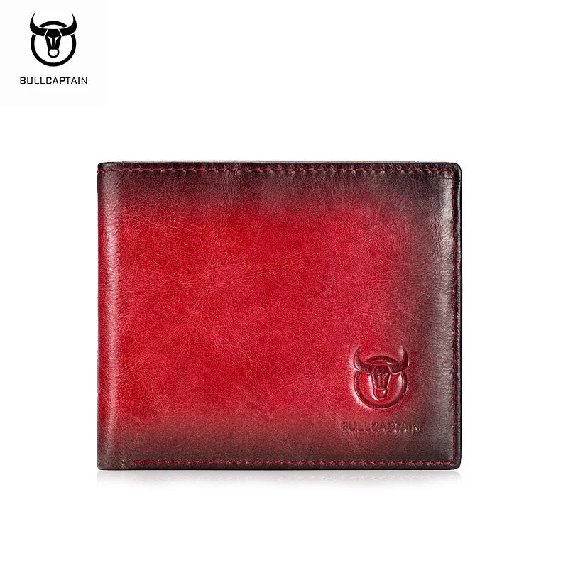 BULLCAPTAIN RFID Blocking Men's Leather Wallet Bifold Slim Wallet Multi-card Card Holder ID Wallet QB 05