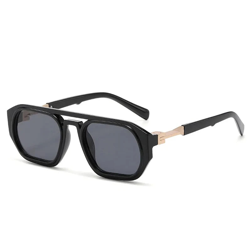 JNPCXI Retro Polygon Square Double Bridges Women Sunglasses Shades UV400 Fashion Clear Gradient Lens Men Trending Frame