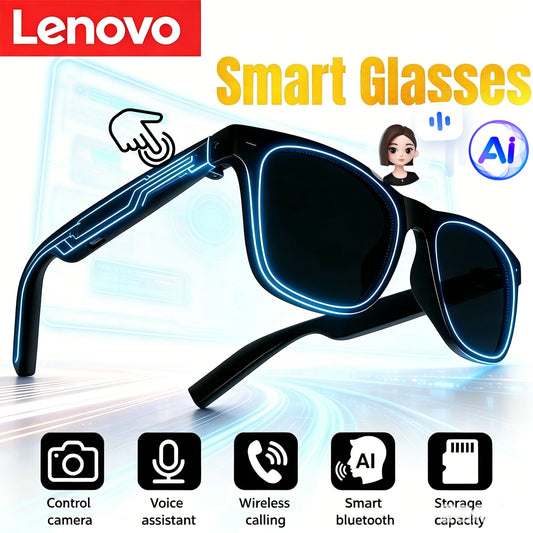 Lenovo New AI Smart Glasses Remote Control Touch  Photo Camera Recording Translator Voice Assistant Music Bluetooth Sunglasses