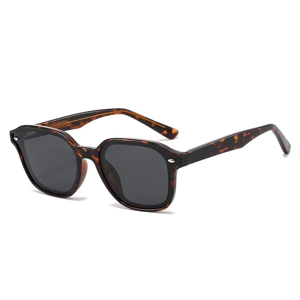 JNPCXI New Polarized Polygon Square Men Sunglasses Retro TR90 Rivets Women Black Shades UV400 Sun Glasses