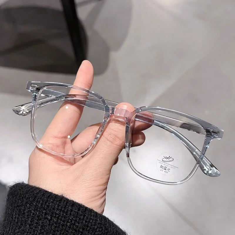 2PCS Unisex Square Plastic Frame Trendy Anti-Blue Light Clear Glasses for Back To School Clothing Accessories.