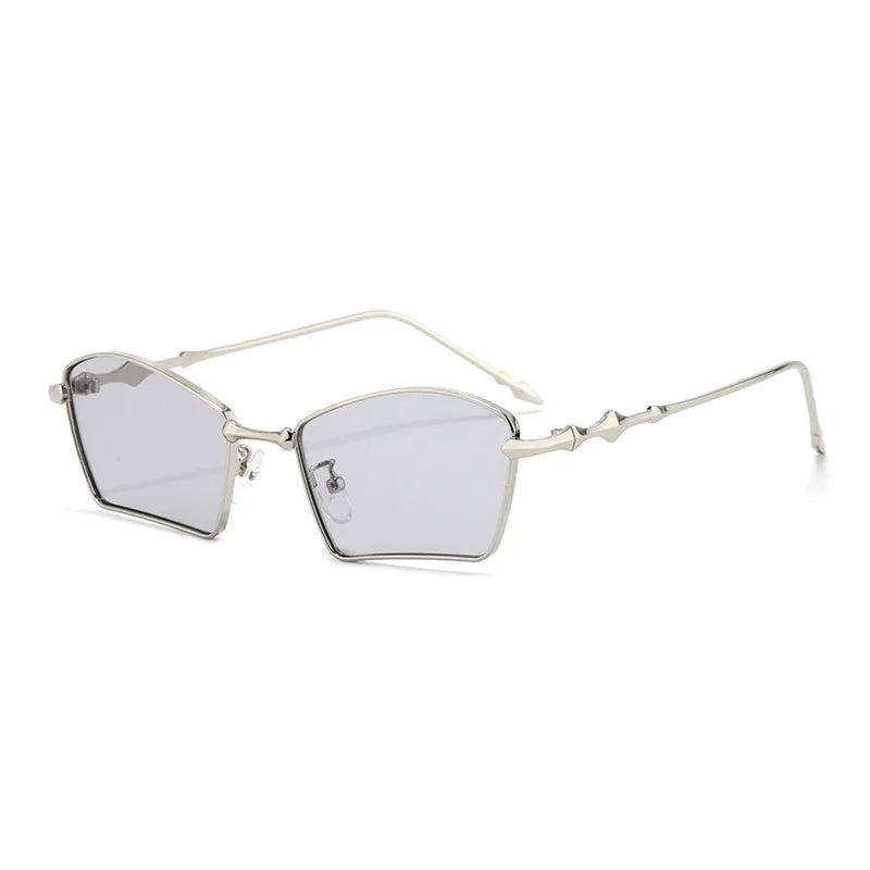 JNPCXI New Polygon Rectangle Women Sunglasses Fashion Gold Tea Gradient Shades UV400 Men Blue Tea Punk Sun Glasses