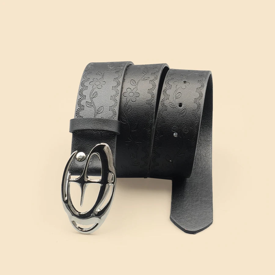 Pu Leather Jeans Belt Simple Fashion Casual Gothic Moon Star Buckle Belt Design Y2K Belt Vintage