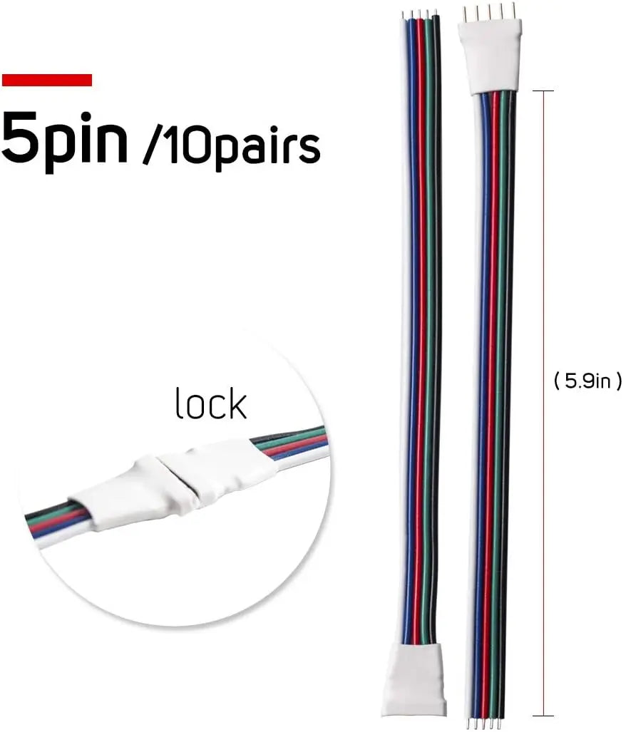 10 Pairs 2/3/4/5pin SM JST 15cm Cable Female/Male Connectors for Led Strip RGB 5050 3528 WS2801 APA02 WS2815 WS2813
