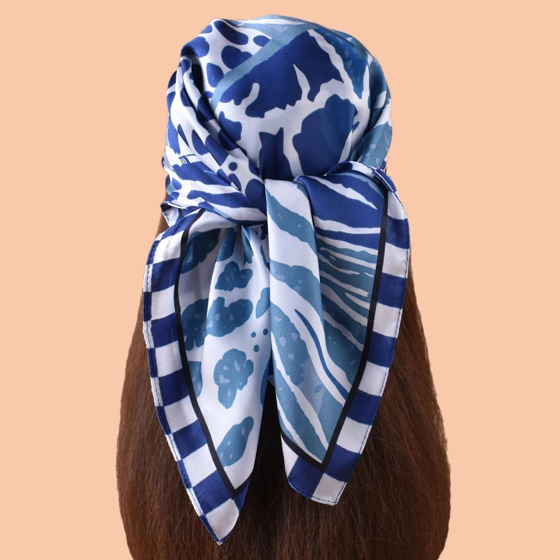 1PC Women's Spot Print Thin Satin Silk-Like Square Scarf Bohemian Casual Neck Wrap Lightweight Comfortable Spring Summer Daily