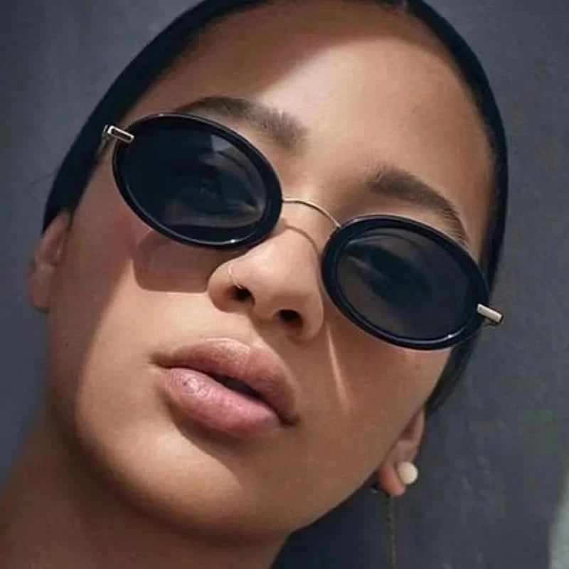 JNPCXI Retro Small Oval Women Luxury Sunglasses Fashion Punk Men UV400 Trending Gradient Sun Glasses Shades