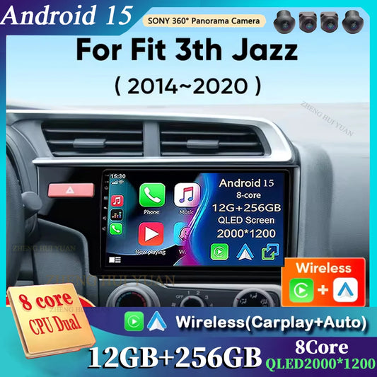 Android 15 Car Radio For Honda Fit 3 Jazz 2014 2015 2016 2017 2018 2019 2020 Wireless Carplay Android Auto Multimedia Player 2 D