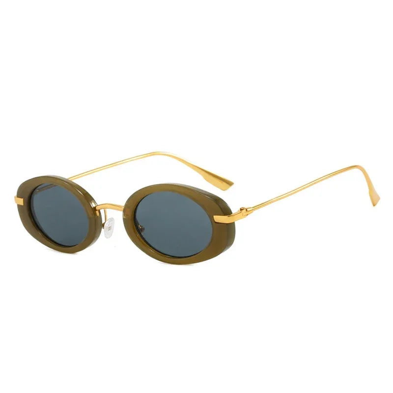 JNPCXI Retro Small Oval Women Luxury Sunglasses Fashion Punk Men UV400 Trending Gradient Sun Glasses Shades