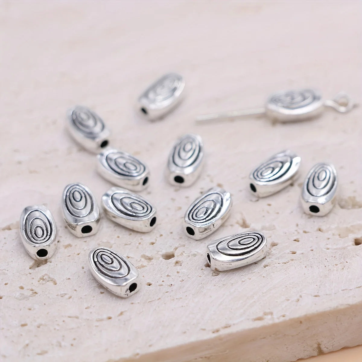 20Pcs Antique Silver Plated Oval Swirl Spacer Beads for Jewelry Making Bracelet Necklace DIY Accessories