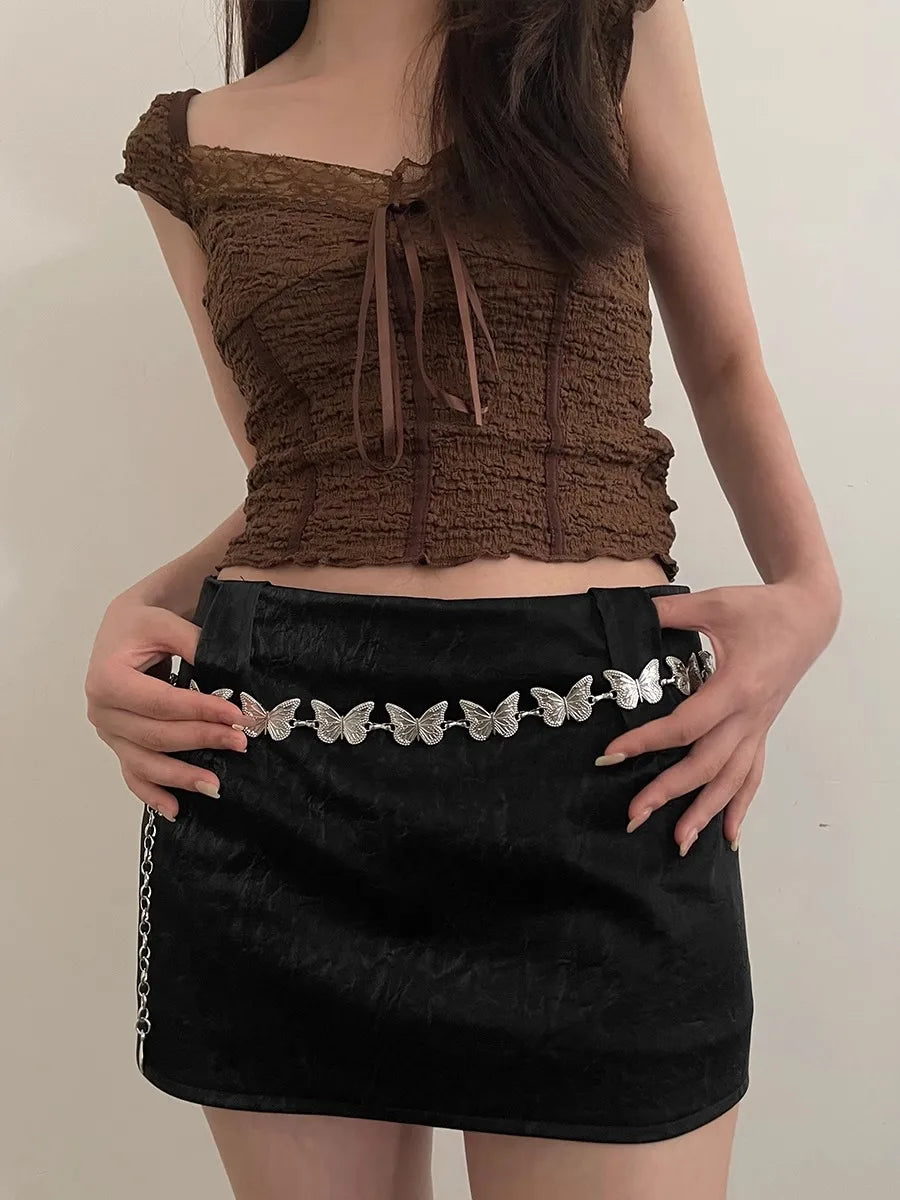 Butterfly Chatelaine Accessories Niche Design Feeling Chatelaine Metal Belt Chain Korean Version JK Uniform Accessories Ins Tren