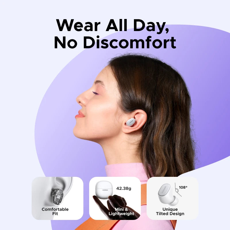 UGREEN Dots Wireless Earbuds Bluetooth 6.0 in Ear Buds Light Weight Headphones,Deep Bass Sound, 35H Play, Earphones With APP