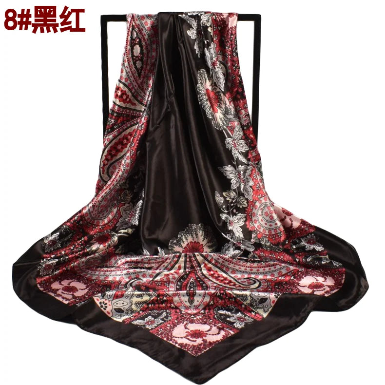 Spring New Versatile Cashew 90 Big Square Scarf Silk Scarf Wholesale Classic Vintage Print Scarf