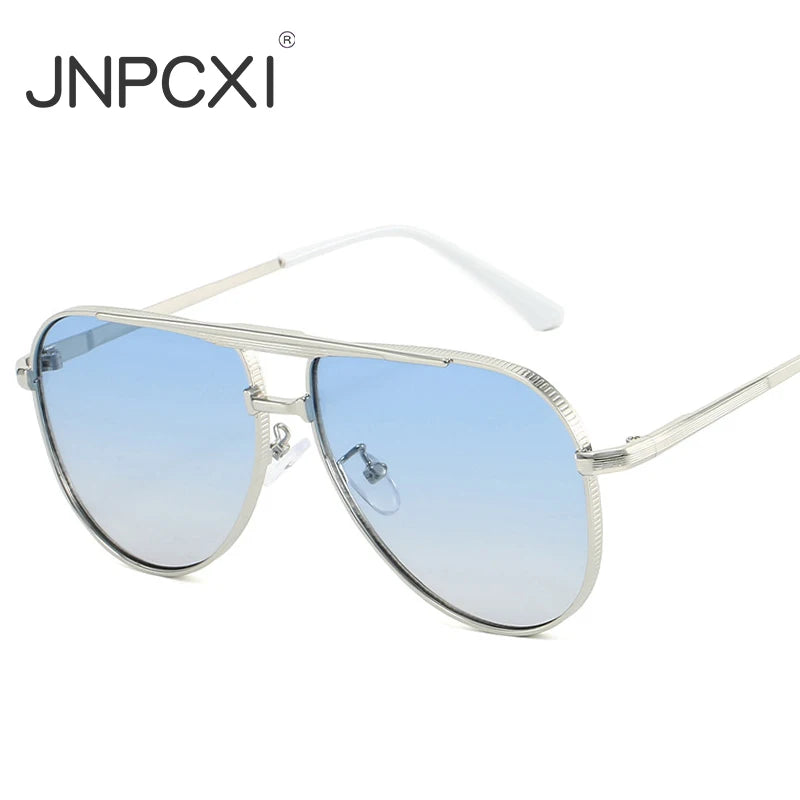 JNPCXI New Retro Metal Double Bridges Pilot Women Sunglasses Fashion Quality Gradient Men Shades UV400 Sun Glasses