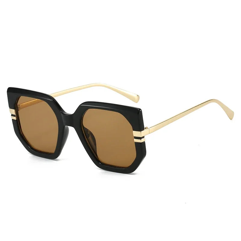 JNPCXI New Polygon Square Sunglasses Women Shades UV400 Retro Clear Ocean Gradient Lens Men Trending Leopard Sun Glasses