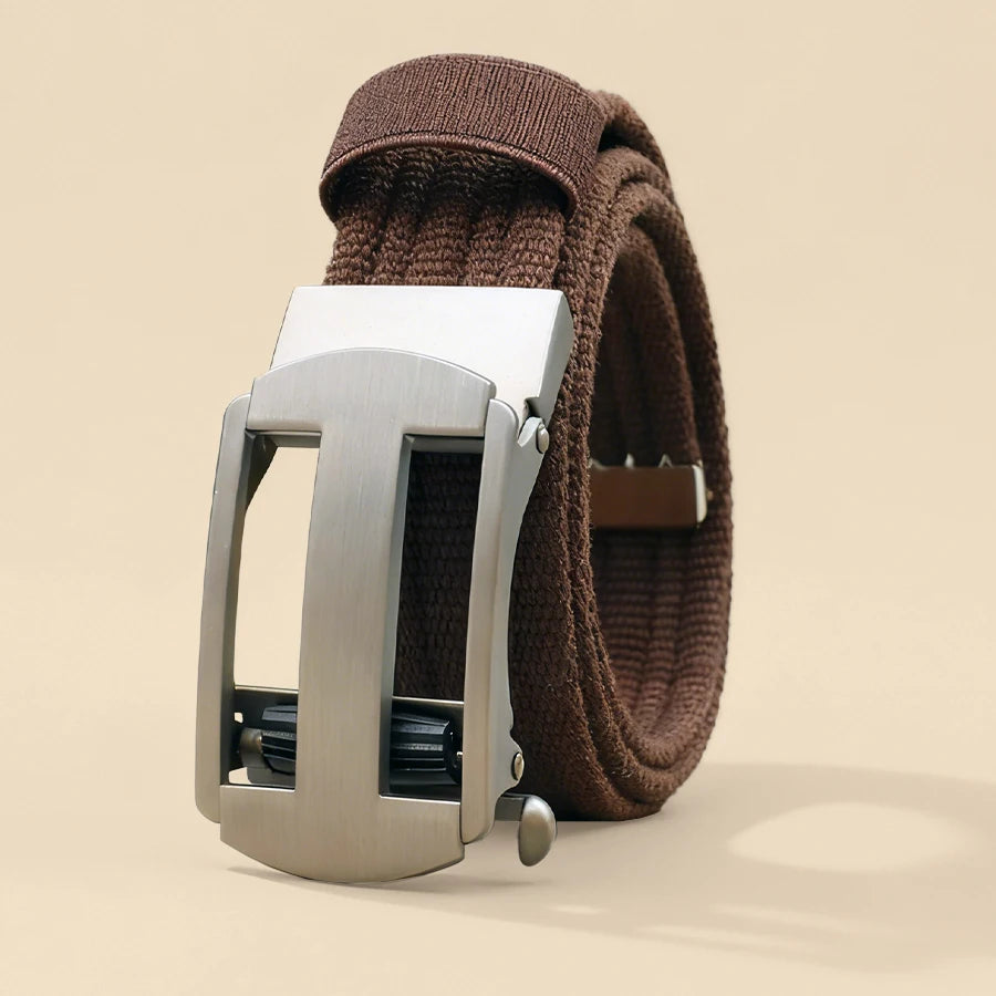 Stretchy Woven Belt Automatic Buckle Unisex Elastic Waistband Casual Brown Canvas Belt Comfortable Elastic Pants Strap