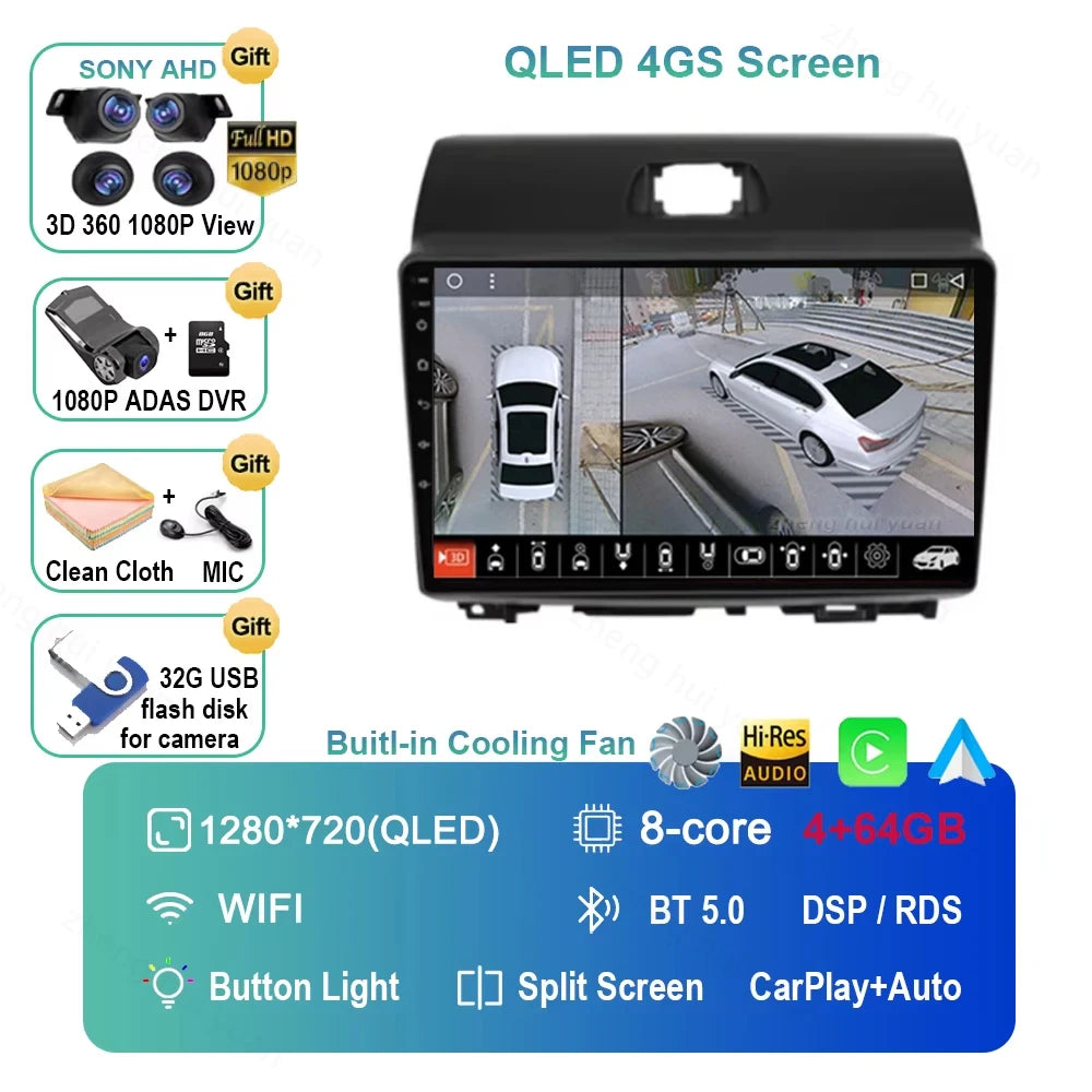 For Kia Ray 2011-2017 2K 12+256 QLED Android 15 CarPlay Car Radio Multimedia Video Player GPS stereo Head Unit 4G WIFI DSP RDS
