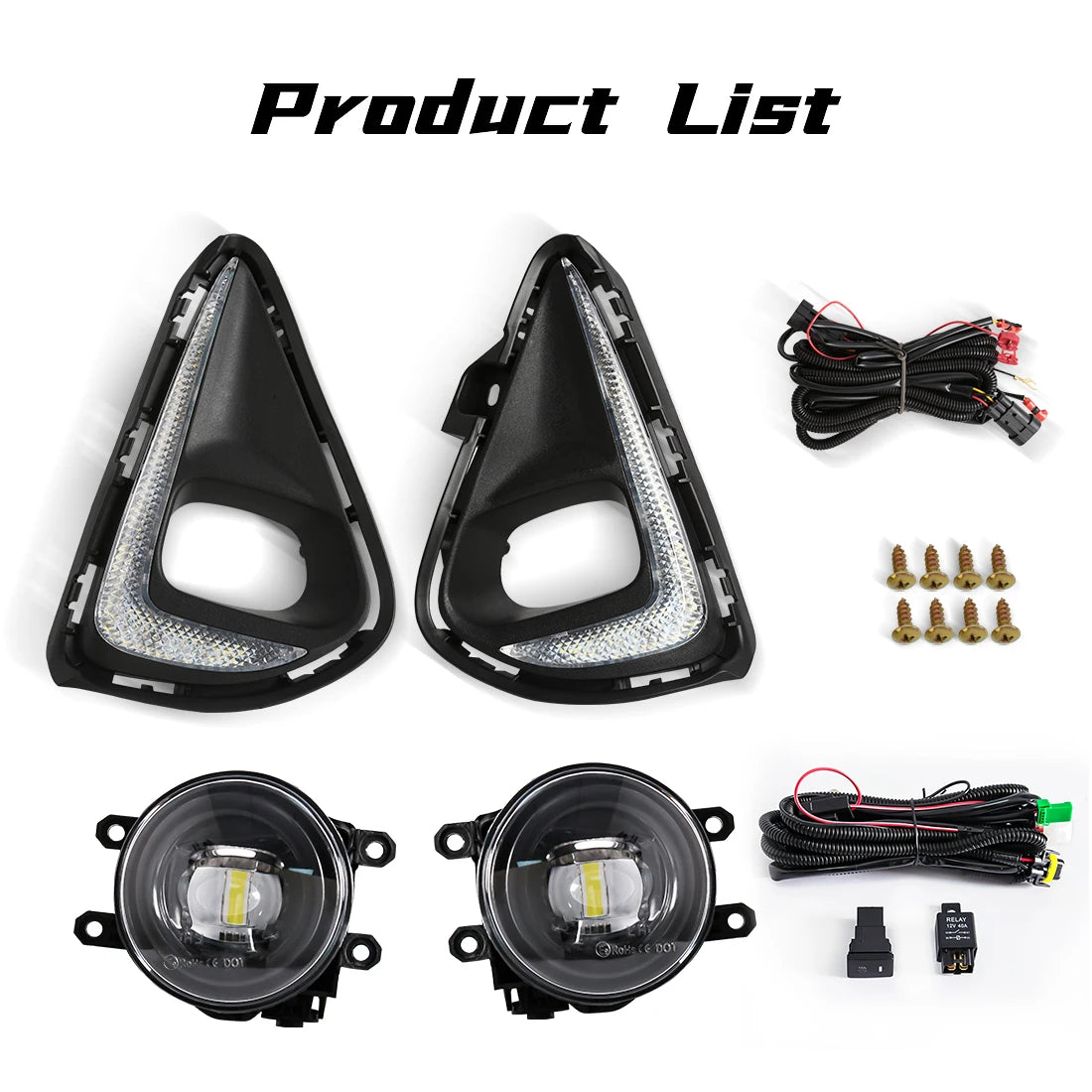 For Toyota Corolla Axio 2018 2019 2020 2021 Led Fog Lamps DRL Daytime Running Lights Front Bumper Headlights Halogen Covers Wire