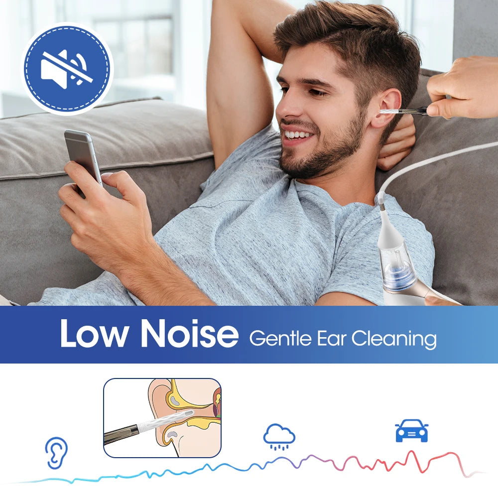 Electric Ear Cleaner Cordless Painless Vacuum Suction Ear Wax Pick Remover Nose & Ear Cleaning Tool for Kid Adult Ear Nose Care