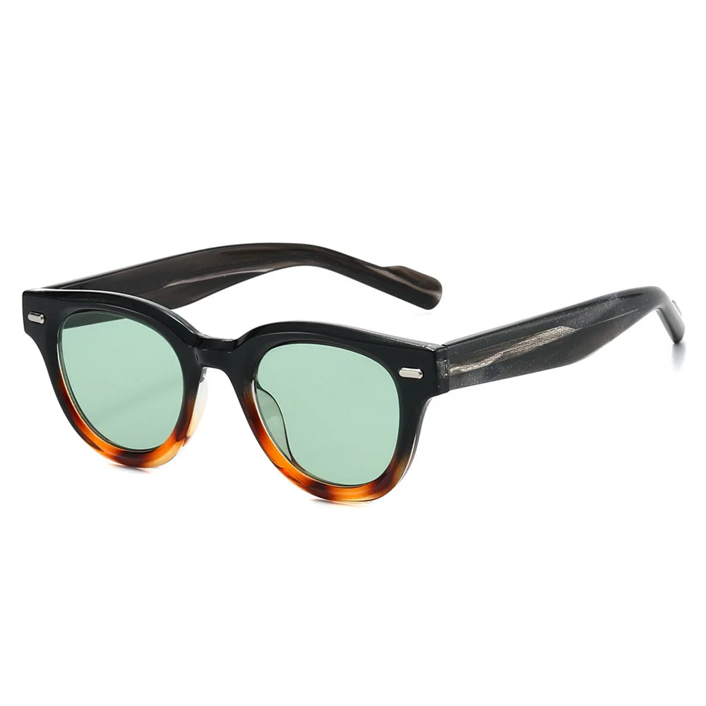 JNPCXI Cat Eye Sunglasses Women Fashion Clear Lens Frame Men Retro Rivet Punk Round Green Leopard Shades UV400 Sun Glasses