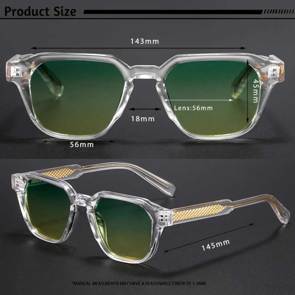 CATERSIDE Men Women Fashion Square Frame Sunglasses Daily Wear UV400 Protection Eyewear PC Frame Propionate Pin Legs Sun Glasses