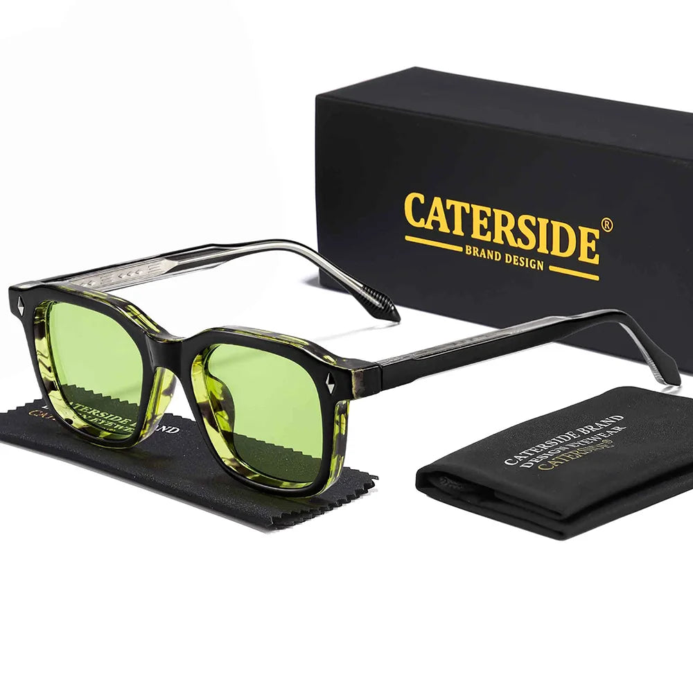 CATERSIDE Men Personalized Design Sunglasses Square Frame Women Retro Trendy Sunglasses Travel Business Party Gift Glasses UV400