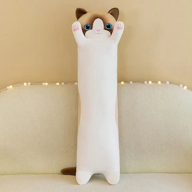 50~110cm Squishy Cat Long Doll Plush Toy Stuffed Cartoon Animal Kitten Baby Sleeping Hug Pillow Comforting Birthday Gift For Kid