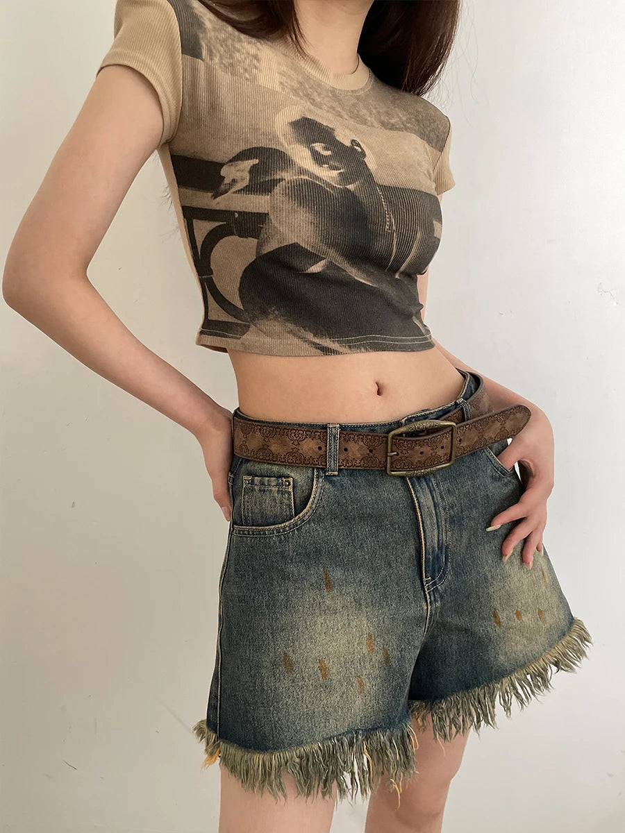 N Retro Y2K Belt WOMEN'S New National Wind Belt with Jeans Belt Senior Sense of Brown