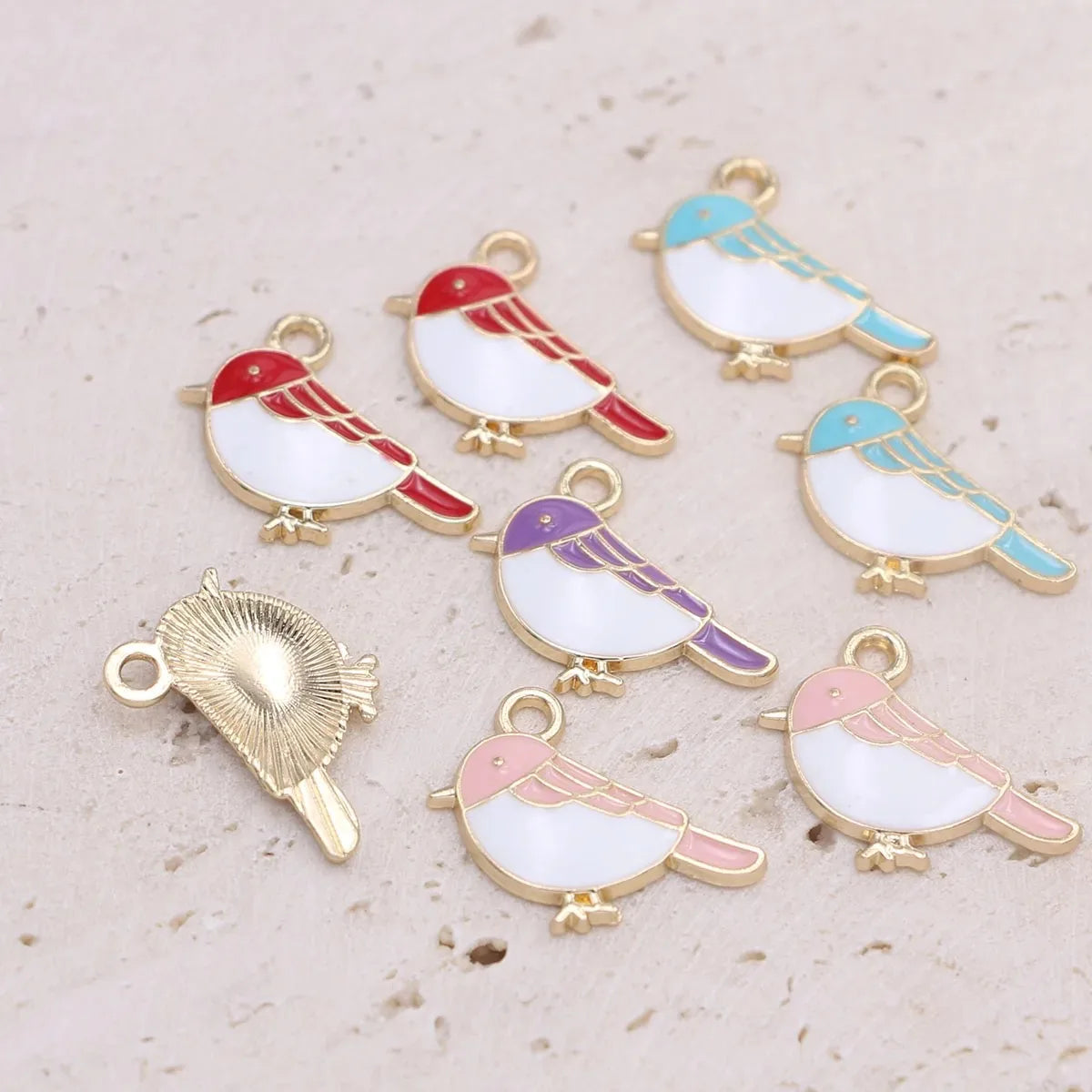 10Pcs Gold Color Enamel Blue Birds Charm Pendant Jewelry Making Earrings Bracelet Necklace Accessories DIY Craft