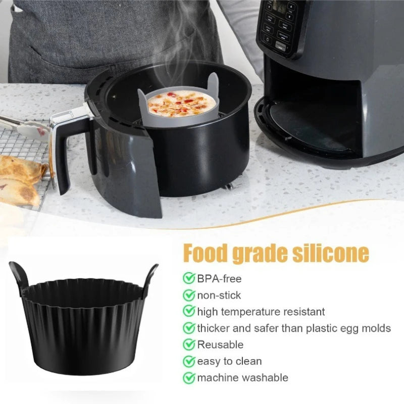 4pcs Air Fryer Baking Ramekins Silicone Mold, Cups Non-Stick, Air Fryer Accessories for Eggs,Cupcakes,Muffins,Puddings,Custards