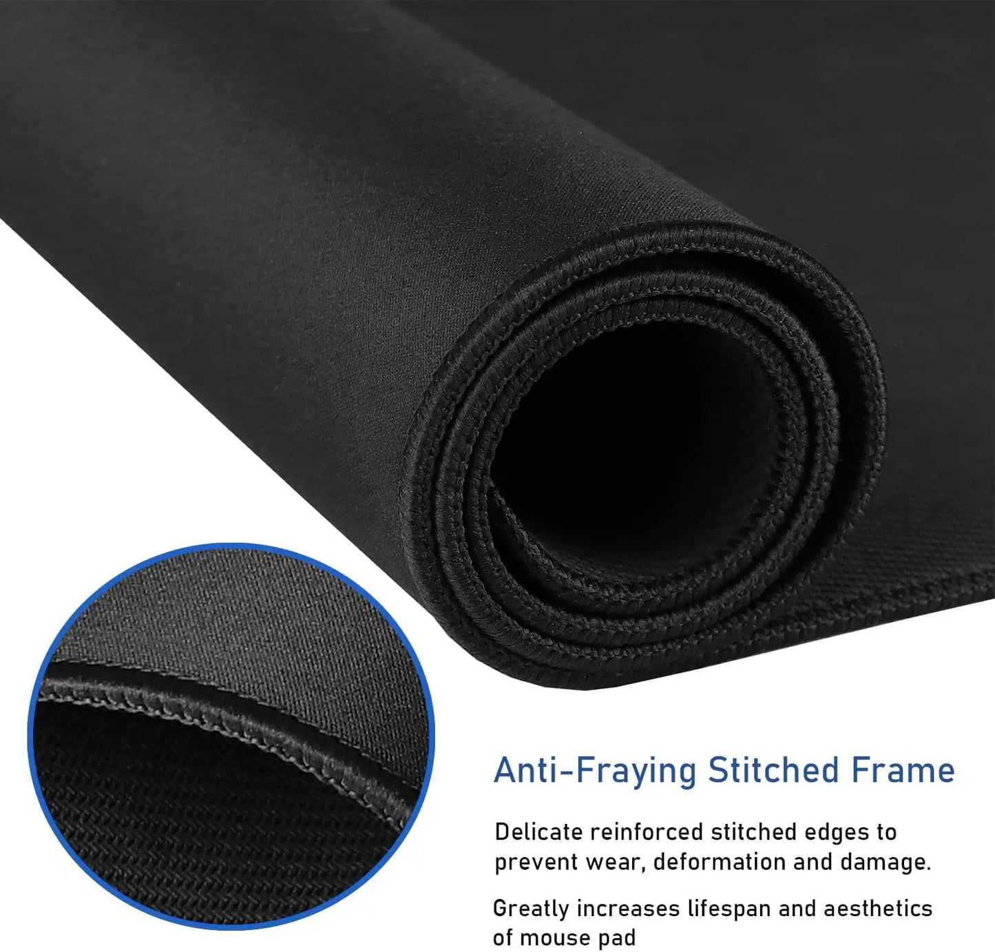 Large Extended Gaming Mouse Pad with Stitched Edges, XXL Non-Slip Rubber Base Desk Pad, Waterproof Computer Keyboard Pad Mat