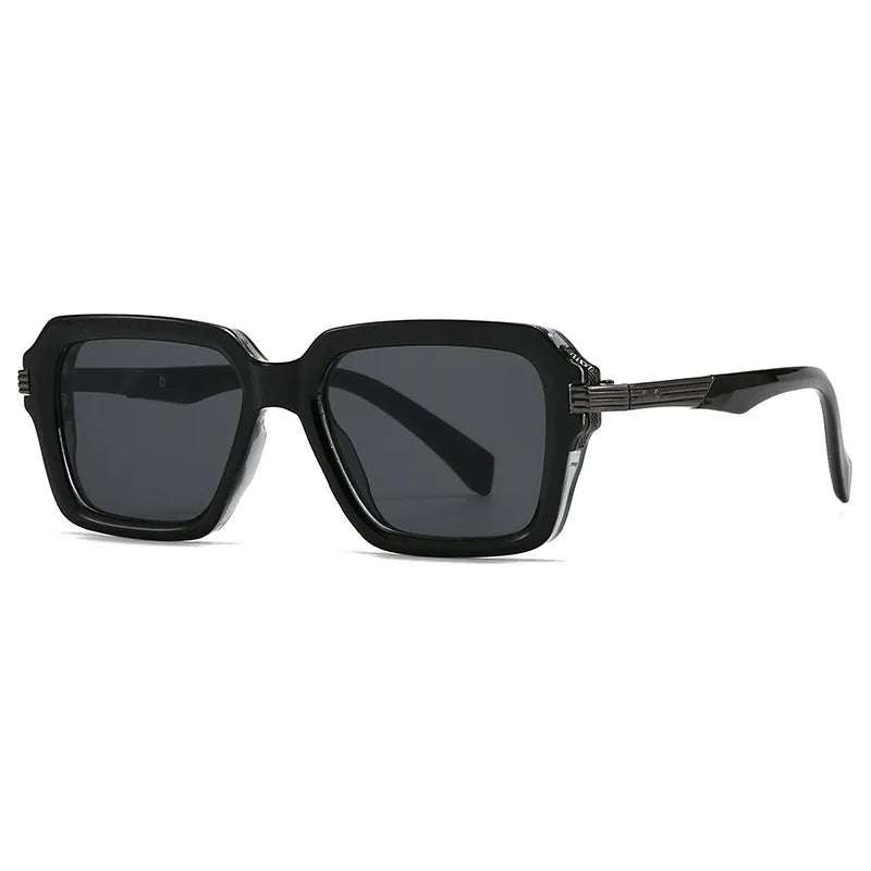 JNPCXI Retro Square Men Double Color Sunglasses Fashion Rivets Women Blue Gradient Shades UV400 Trending Punk Sun Glasses