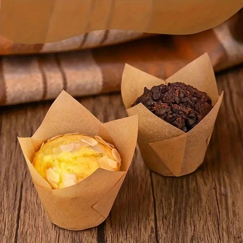 50pcs, Tulip Muffin Cups, Tulip Cupcake Liners, Elegant Party & Holiday Baking Cups for Christmas, Birthdays, Weddings