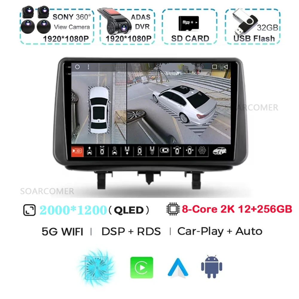 Android 15 For Opel Meriva B 2009-2014 2K QLED Android Car Radio Multimedia Video Player BT AI Voice CarPlay 4G Stereo Head Unit