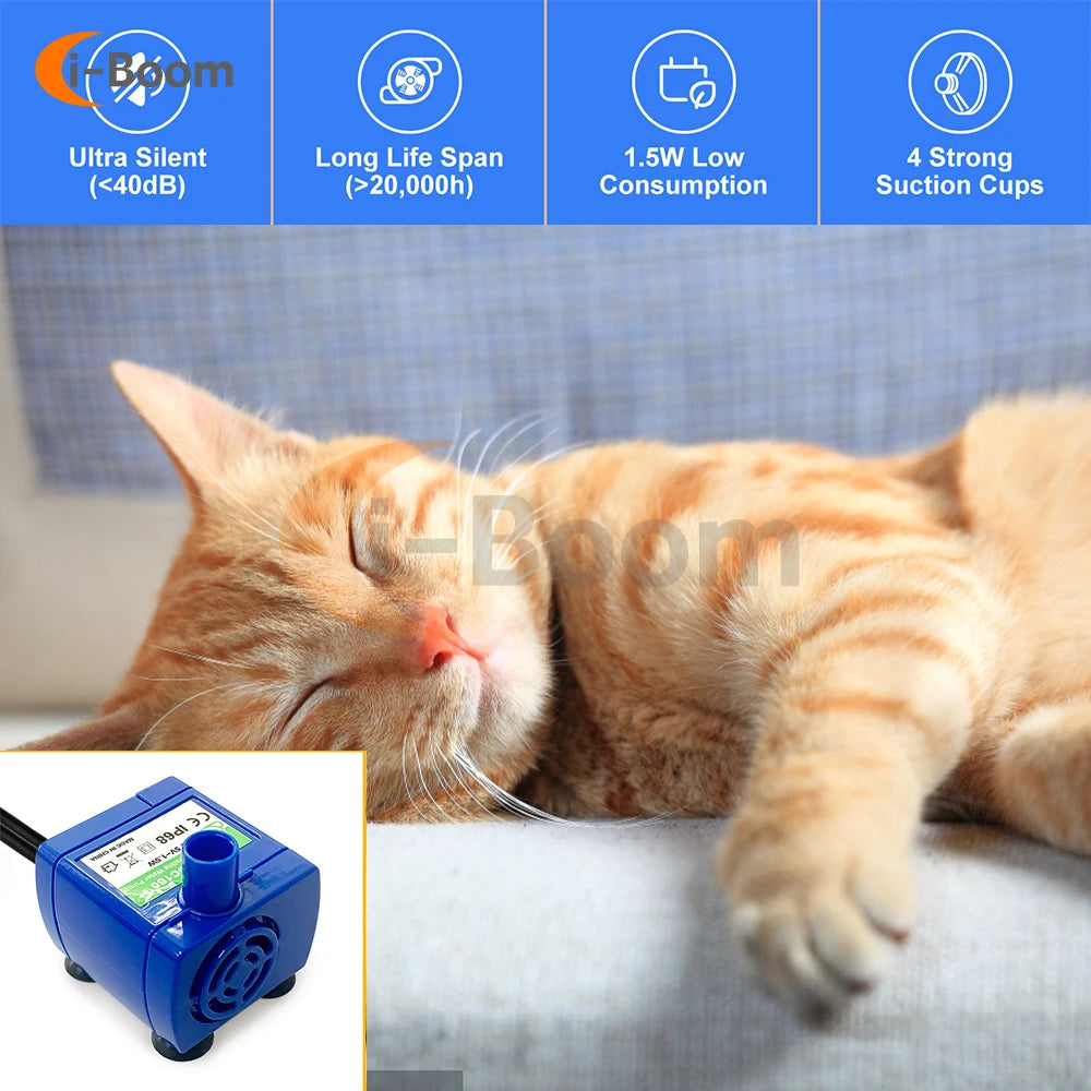 DC 5V 160L/H 1.5W Mini Submersible Pump USB Ultra-Quiet Pet Water Dispense