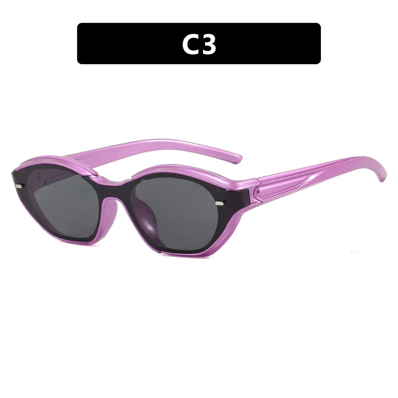 JNPCXI New Ins Popular Fashion Cat Eye Sunglasses Women Retro Jelly Colors Shades UV400 Trending Men Punk Rivets Sun Glasses