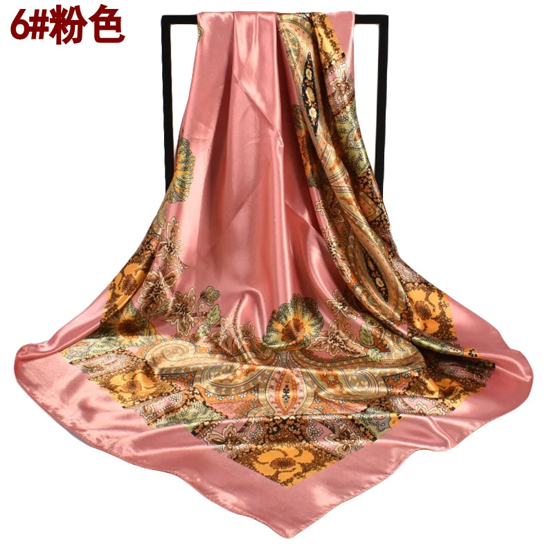 Spring New Versatile Cashew 90 Big Square Scarf Silk Scarf Wholesale Classic Vintage Print Scarf
