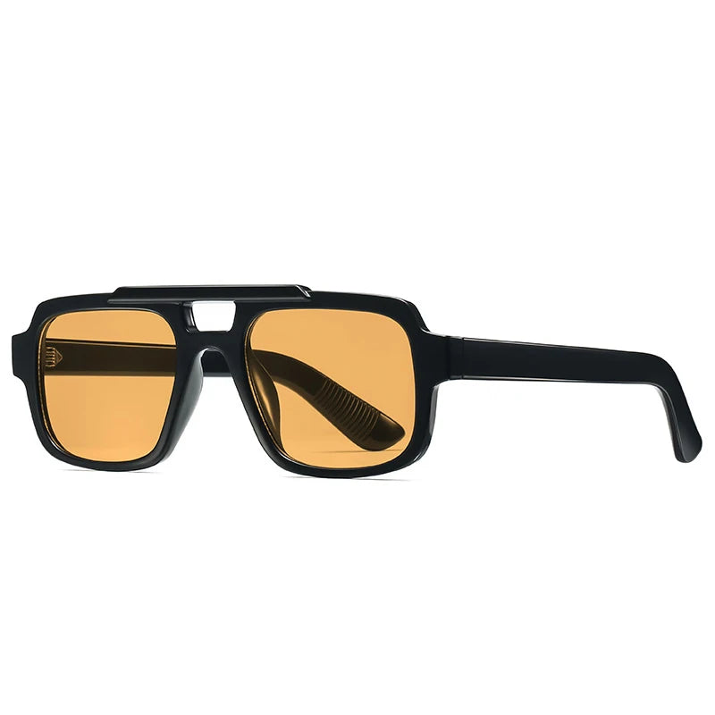 JNPCXI Fashion Double Bridges Square Men Sunglasses Fashion Gray Blue Shades UV400 Women Outdoor Punk Sun Glasses