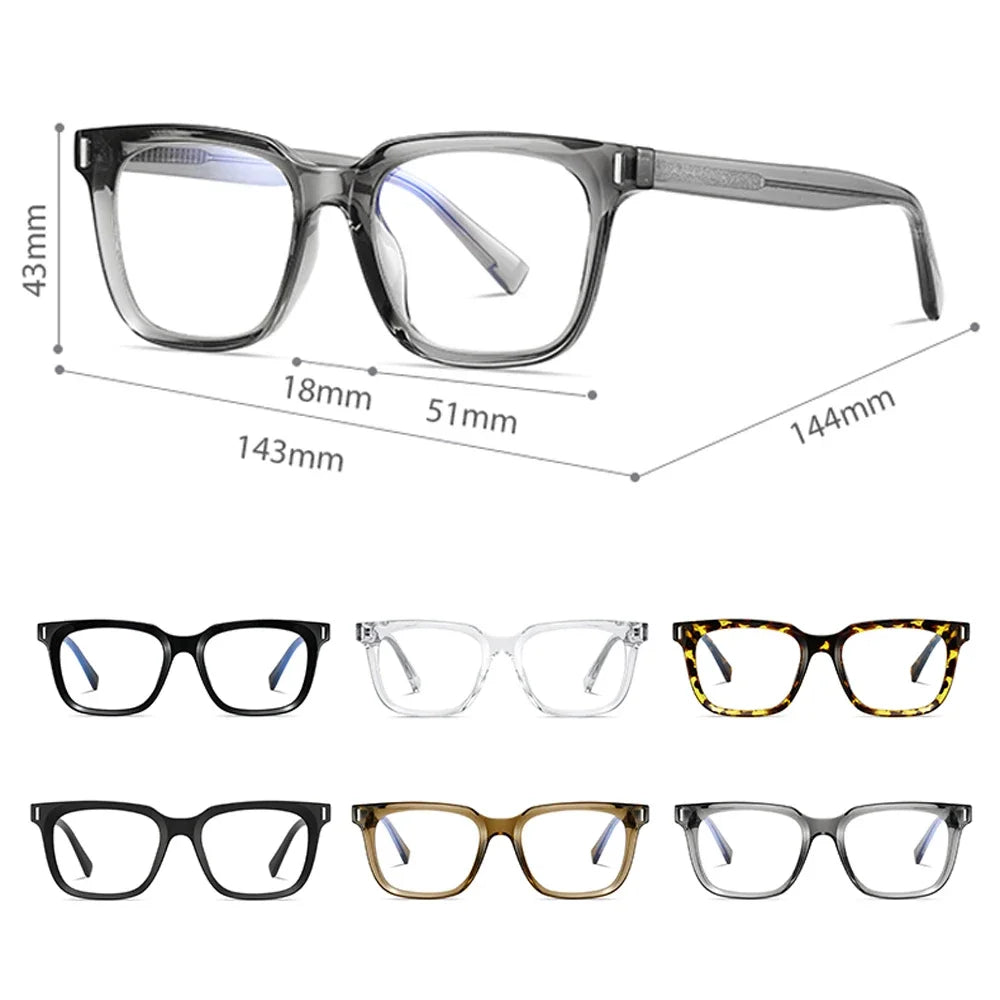 JNPCXI TR90 Acetate Men Square Glasses Frame Women Anti Blue Light Glasses Trend Style Unisex Transparent Optical Eyewear