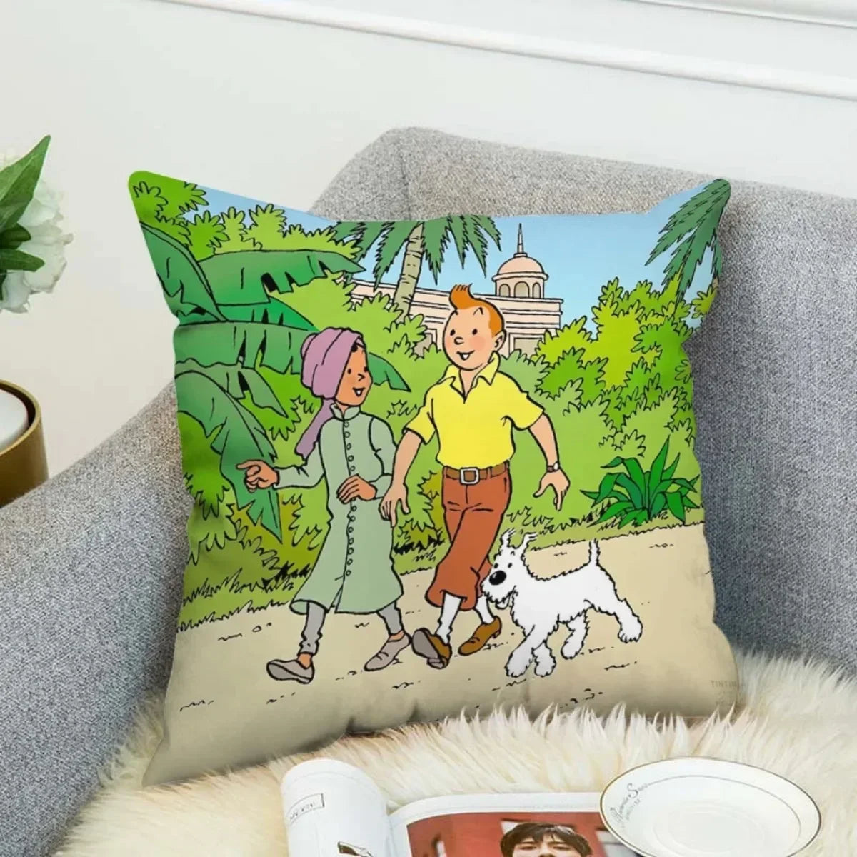 Anime Tintin Cushion Cover Pillowcases Home Decor Decorative Pillows for Sofa M4