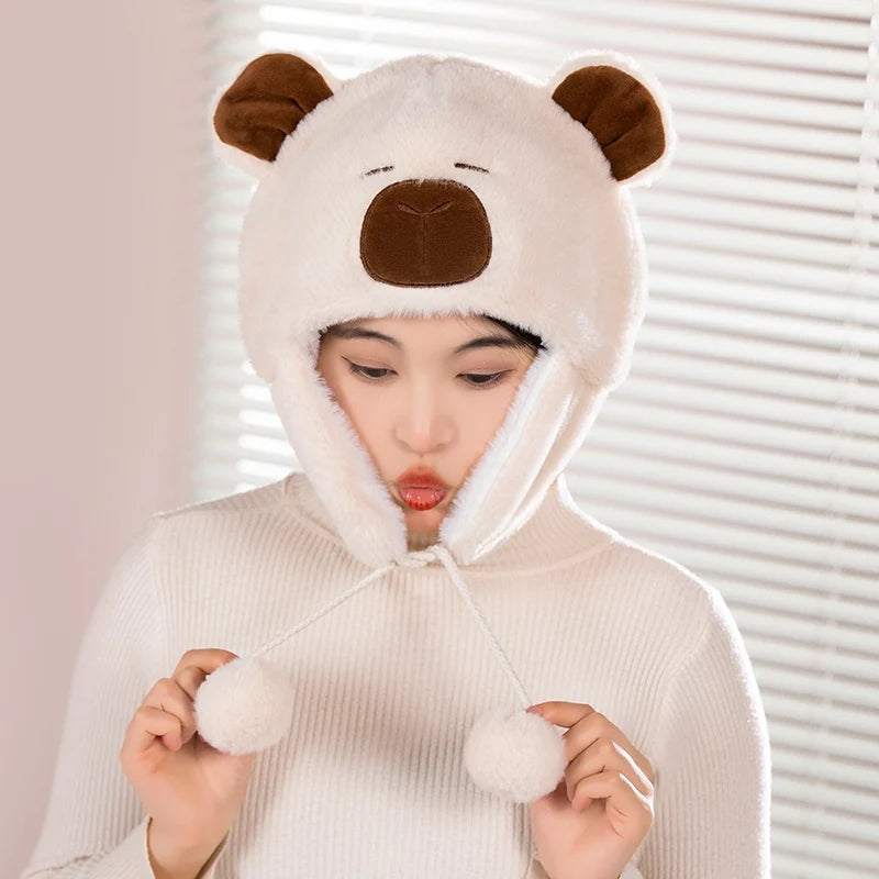 Cute Capybara Penguin Plush  Hat For Cycling Warm  Family And Friends Cartoon Husky Hat Christmas Gifts for the Winter Holidays