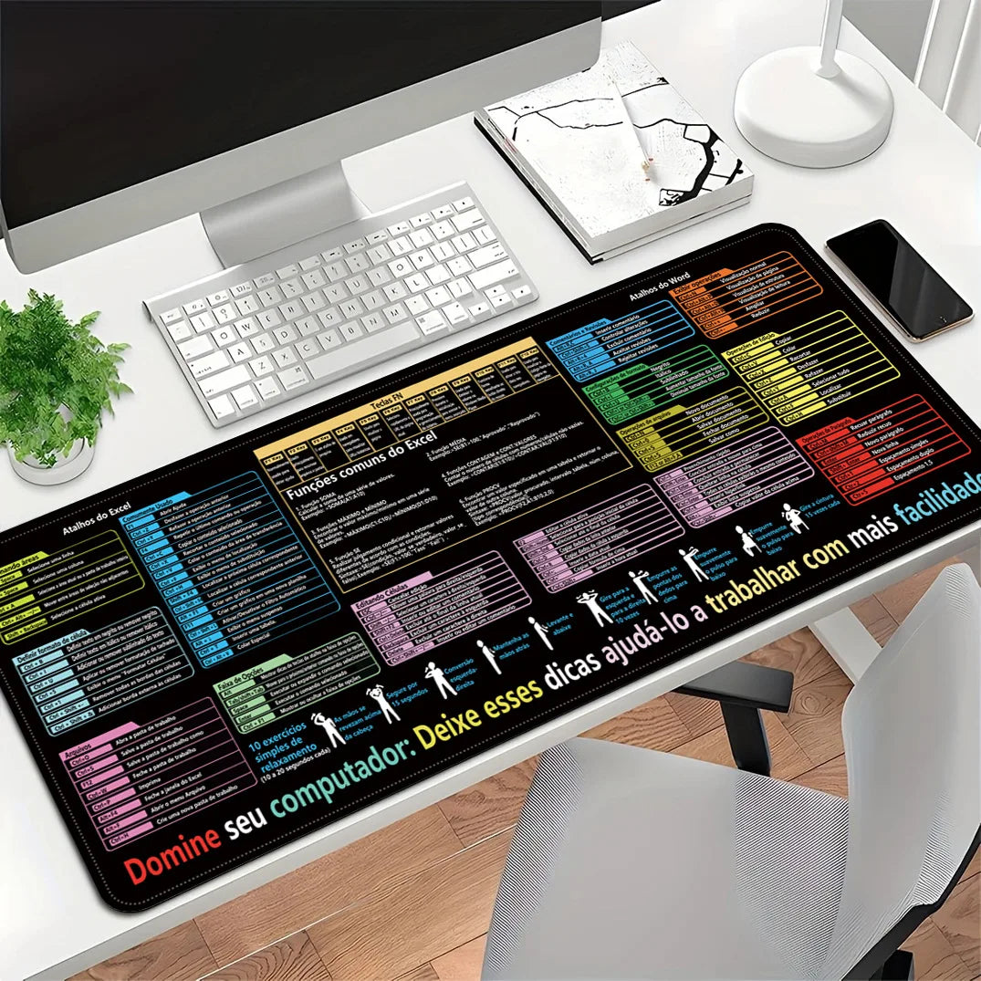 Portuguese Version Excel Shortcuts Keys Mouse Pad Cheat Sheet Keyboard Mouse Mat Keyboard Desk Mat Protector for Office