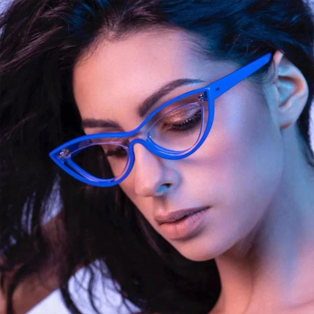 JNPCXI New Blue Light Glasses Women Cat Eye Eyeglasses Frames Computer Glasses Clear Spectacles Small Oval Clear Frames Ladies