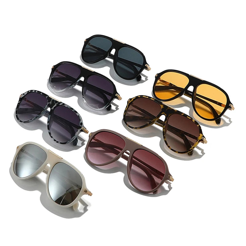 JNPCXI New Pilot Sunglasses Women Fashion Gradient Mirror Shades UV400 Retro Jelly Color Trending Men Outdoor Sun Glasses