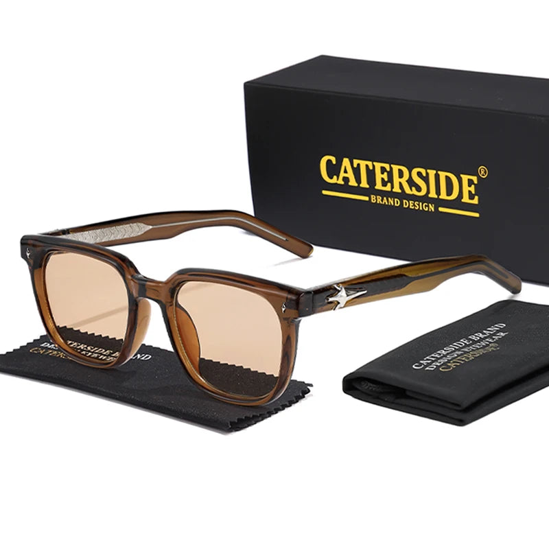 CATERSIDE Fashion Square Sunglasses Man Large Frame Sun Glasses Party Travel Beach Eyewear Ideal Choice for Gifts UV400