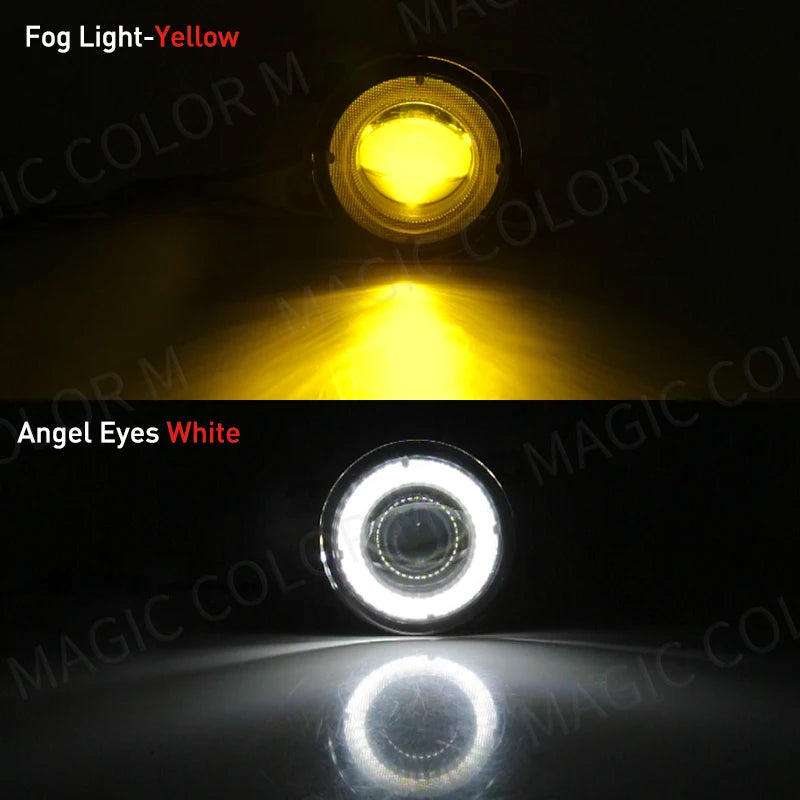 For Ford Focus Fusion Fiesta Ranger C-Max Transit Tourneo EcoSport Edge Angel Eye Fog Light Car DRL Fog Driving Lamp LED Lens