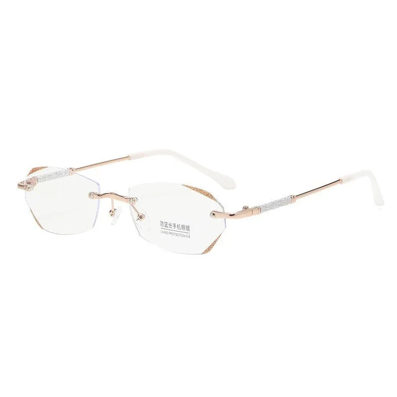 2 Pairs of Frameless Edge Cut Fashionable Women's Casual Business Flat Bottom Glasses Suitable for Daily Use Reading
