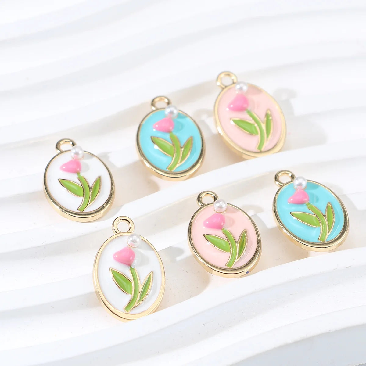 6Pcs Gold Plated Tulip Flower Charm Pendant Jewelry Making Earrings Bracelet Necklace DIY Accessories Craft