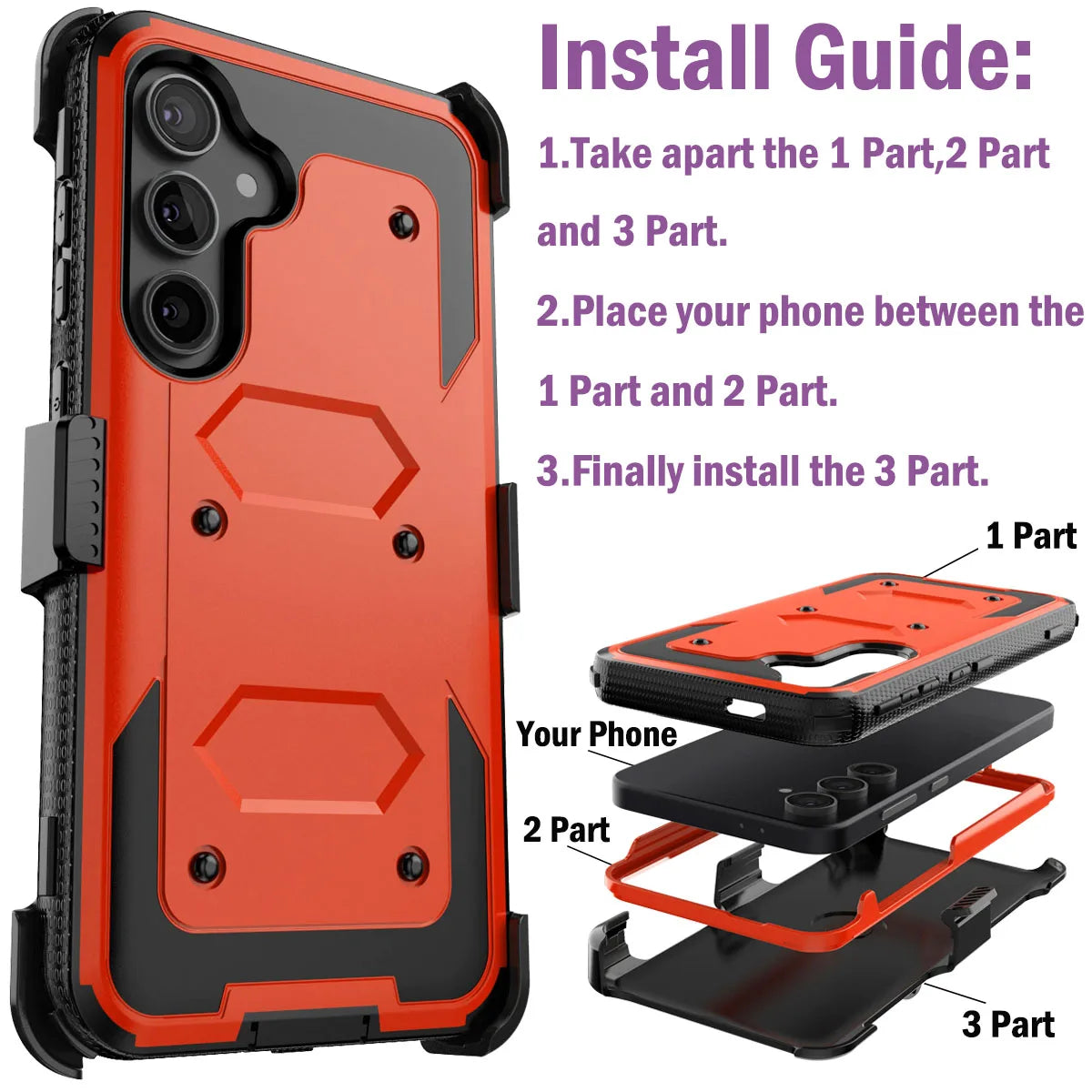 Samsung Galaxy S24/S24+/S24 Ultra/S24 FE Rugged Shockproof Heavy Duty Phone Case