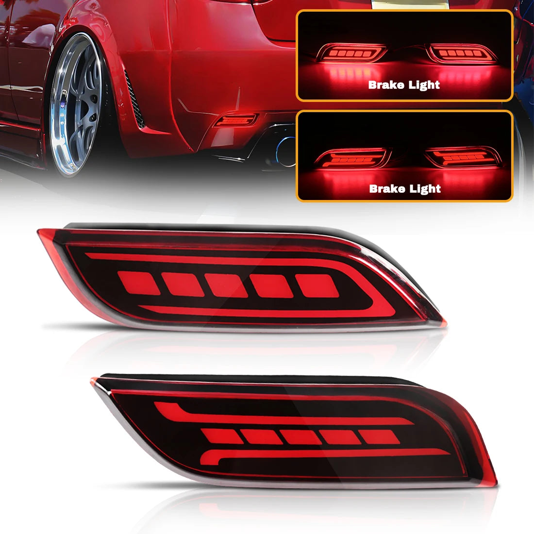 For Subaru Impreza WRX STi XV Crosstrek LED Rear Bumper Reflector Lights Warning Brake Dynamic Turn Signal Car Accessories 12V
