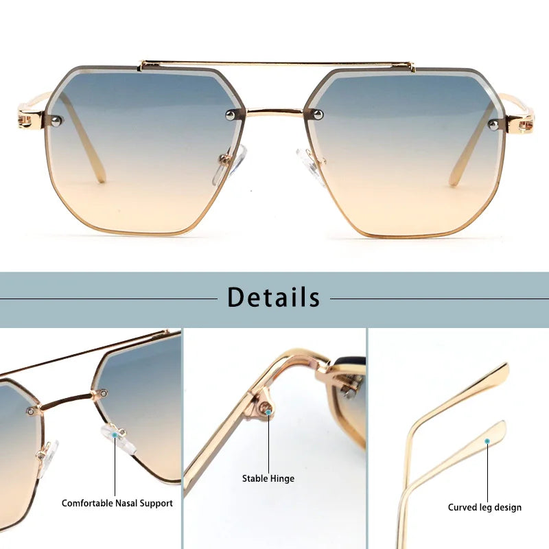 Caterside New Polygon Metal Frame Men's Sunglasses Fashion Simple Vintage Women Sun Glasses UV400 Driving Fishing The Best Gift